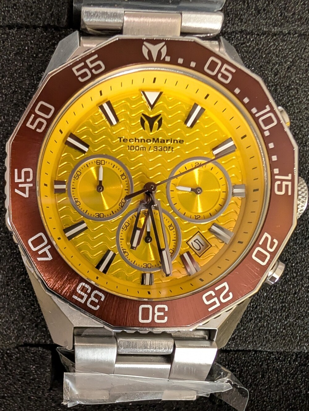 New Maroon/Gold Steel 44mm Watch TechnoMarine Mara Vivo TM-225088